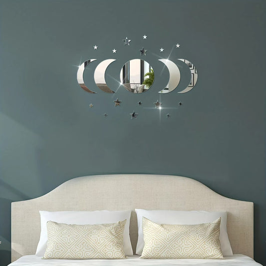 Acrylic Star Moon Shape Wall Sticker Lenses for Wall Decoration in Living Rooms, Bedrooms