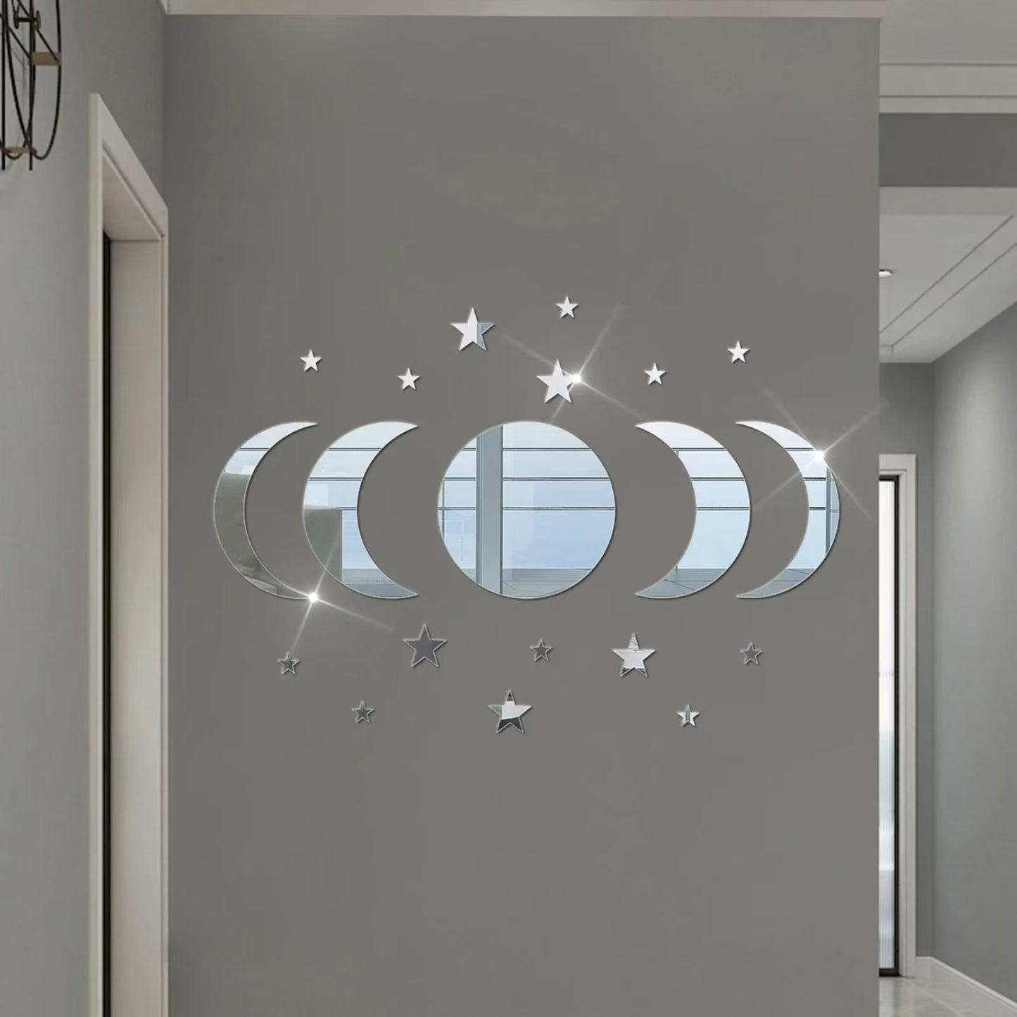 Acrylic Star Moon Shape Wall Sticker Lenses for Wall Decoration in Living Rooms, Bedrooms