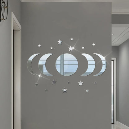 Acrylic Star Moon Shape Wall Sticker Lenses for Wall Decoration in Living Rooms, Bedrooms