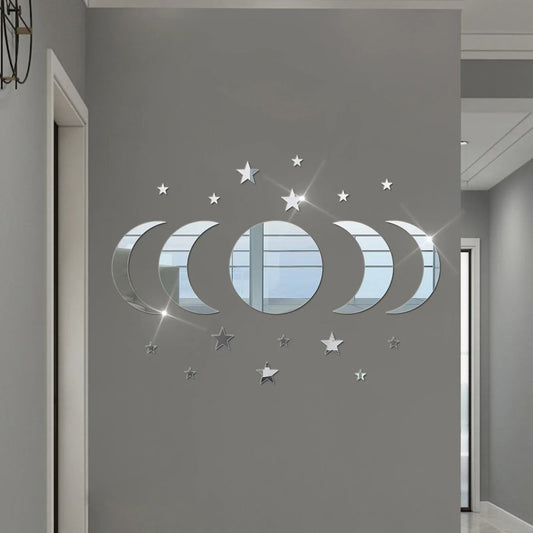 Acrylic Star Moon Shape Wall Sticker Lenses for Wall Decoration in Living Rooms, Bedrooms