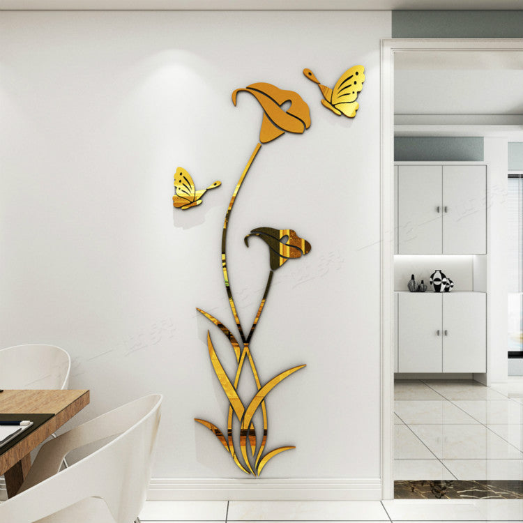 Lily Crystal Acrylic 3D Wall Stickers for Living Room, Bedroom, Entrance, Dining Room, and TV Background Wall Decor