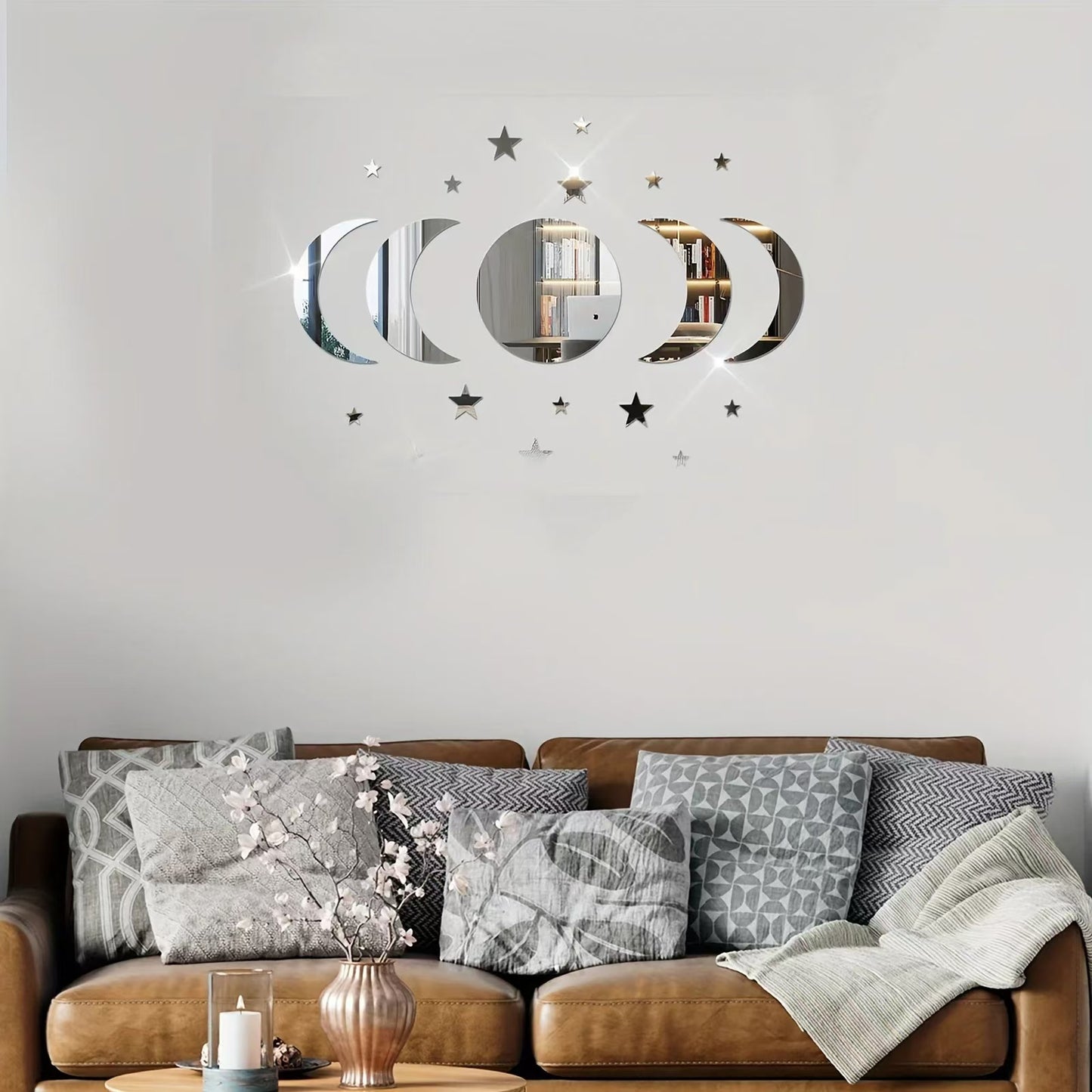 Acrylic Star Moon Shape Wall Sticker Lenses for Wall Decoration in Living Rooms, Bedrooms