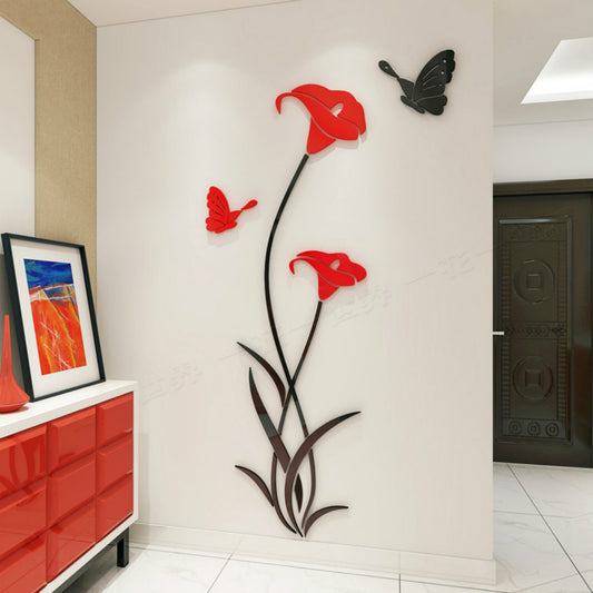Lily Crystal Acrylic 3D Wall Stickers for Living Room, Bedroom, Entrance, Dining Room, and TV Background Wall Decor