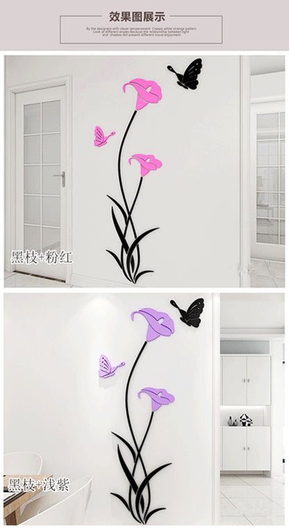 Lily Crystal Acrylic 3D Wall Stickers for Living Room, Bedroom, Entrance, Dining Room, and TV Background Wall Decor