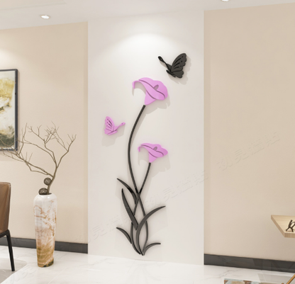Lily Crystal Acrylic 3D Wall Stickers for Living Room, Bedroom, Entrance, Dining Room, and TV Background Wall Decor