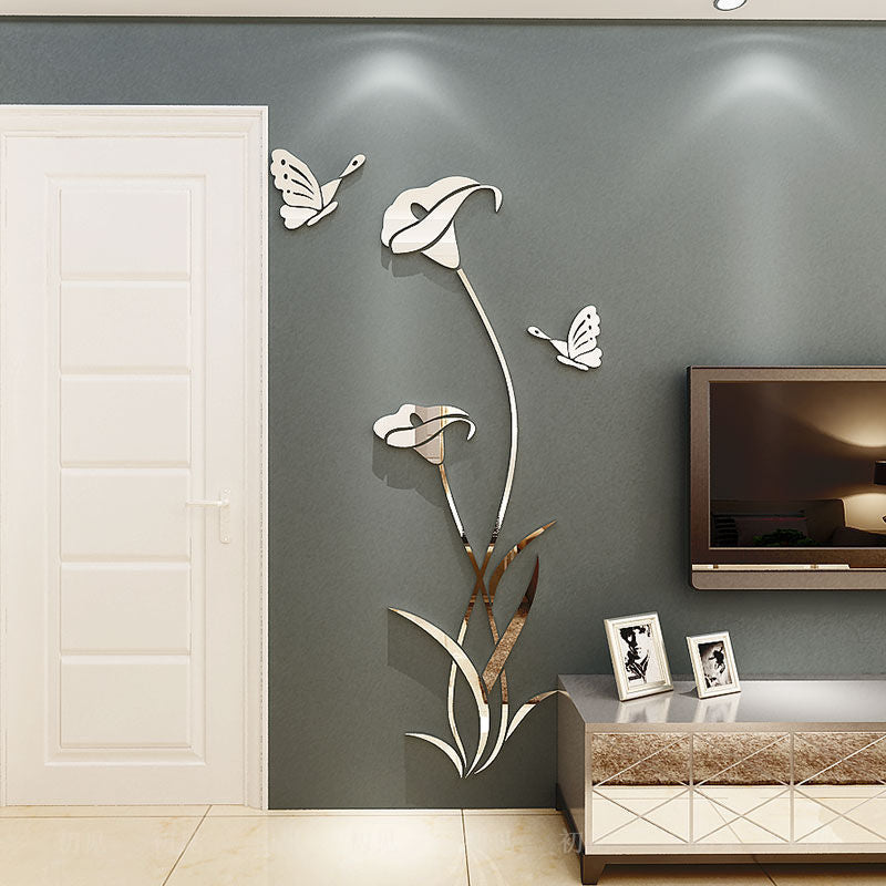 Lily Crystal Acrylic 3D Wall Stickers for Living Room, Bedroom, Entrance, Dining Room, and TV Background Wall Decor