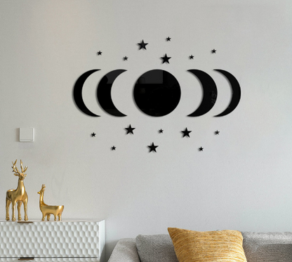 Acrylic Star Moon Shape Wall Sticker Lenses for Wall Decoration in Living Rooms, Bedrooms