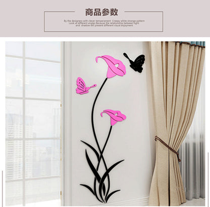 Lily Crystal Acrylic 3D Wall Stickers for Living Room, Bedroom, Entrance, Dining Room, and TV Background Wall Decor
