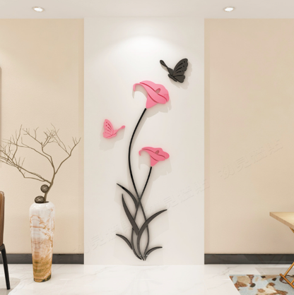 Lily Crystal Acrylic 3D Wall Stickers for Living Room, Bedroom, Entrance, Dining Room, and TV Background Wall Decor