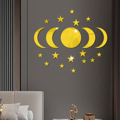 Acrylic Star Moon Shape Wall Sticker Lenses for Wall Decoration in Living Rooms, Bedrooms